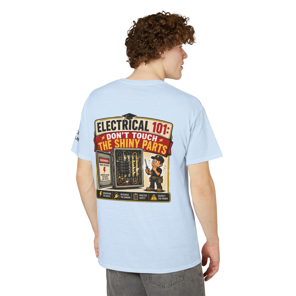 Electrical 101 T-Shirt — "Don't Touch the Shiny Parts" Retro Electrician Tee