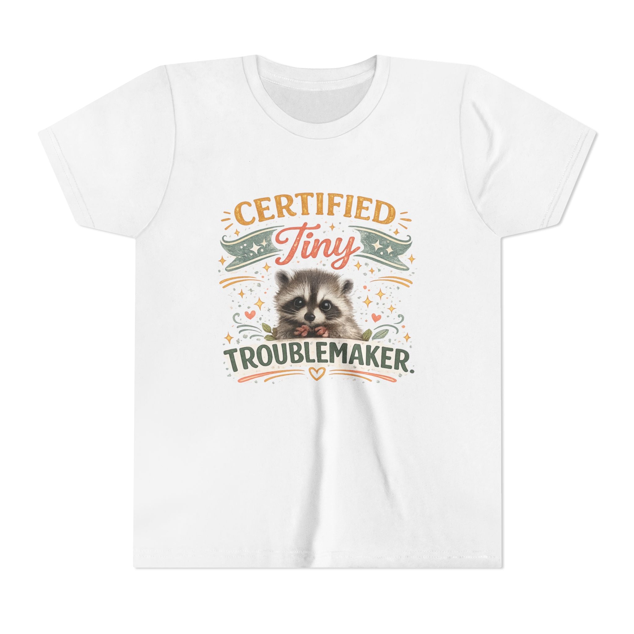 Youth Tee - "Certified Tiny Troublemaker" Raccoon Kids Shirt