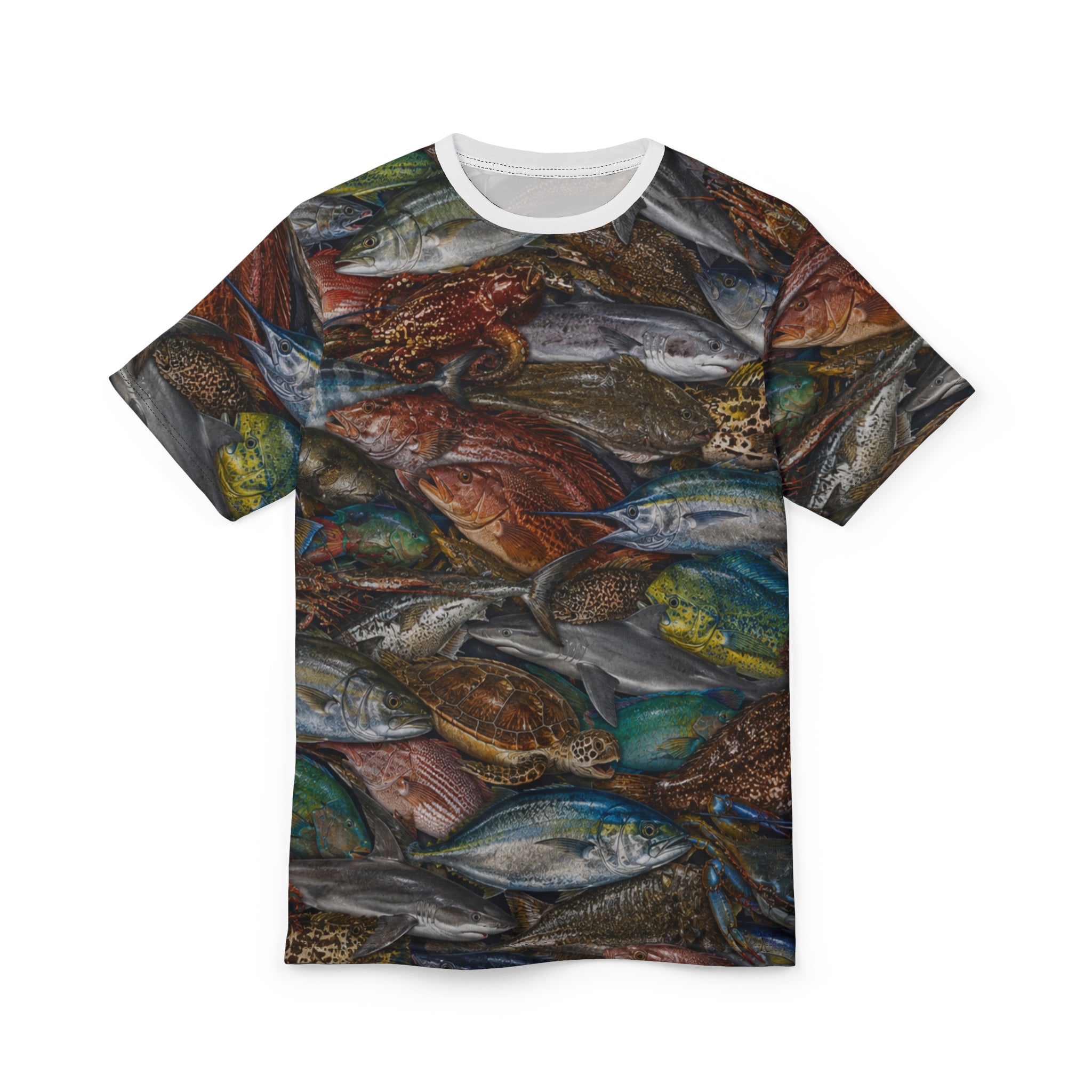 Allover Fish Pattern Tee | Marine Aquarium Ocean Life Shirt
