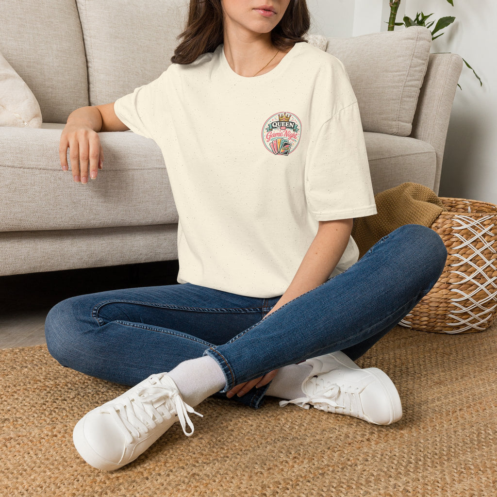 Game Night Queen T-Shirt — Floral Cards & Crown Design