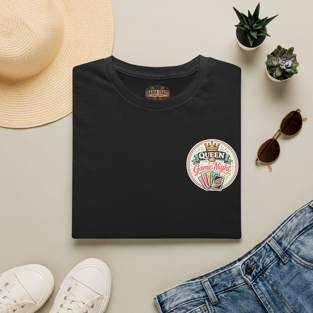 Game Night Queen T-Shirt — Floral Cards & Crown Design