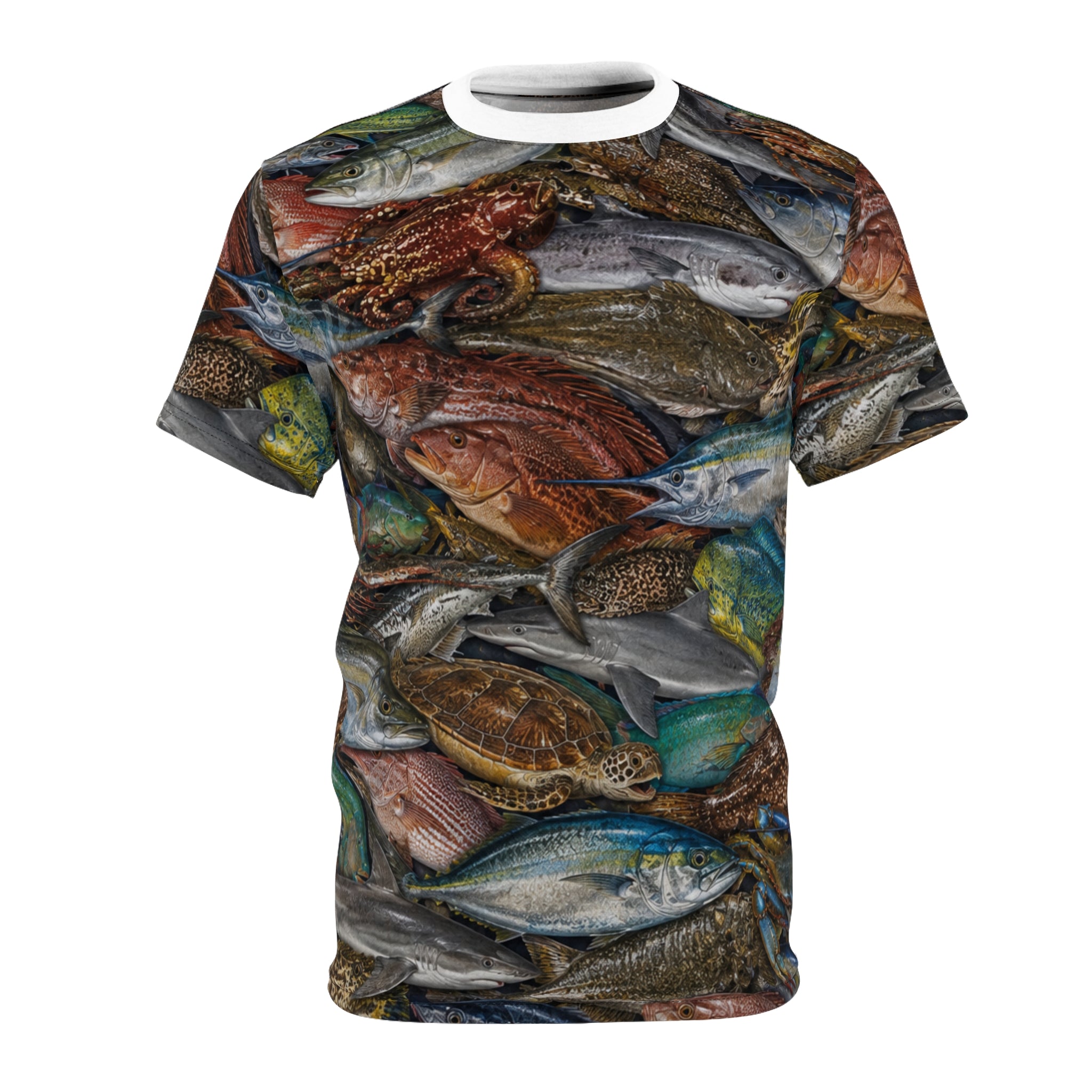 Allover Fish Pattern Tee | Marine Aquarium Ocean Life Shirt