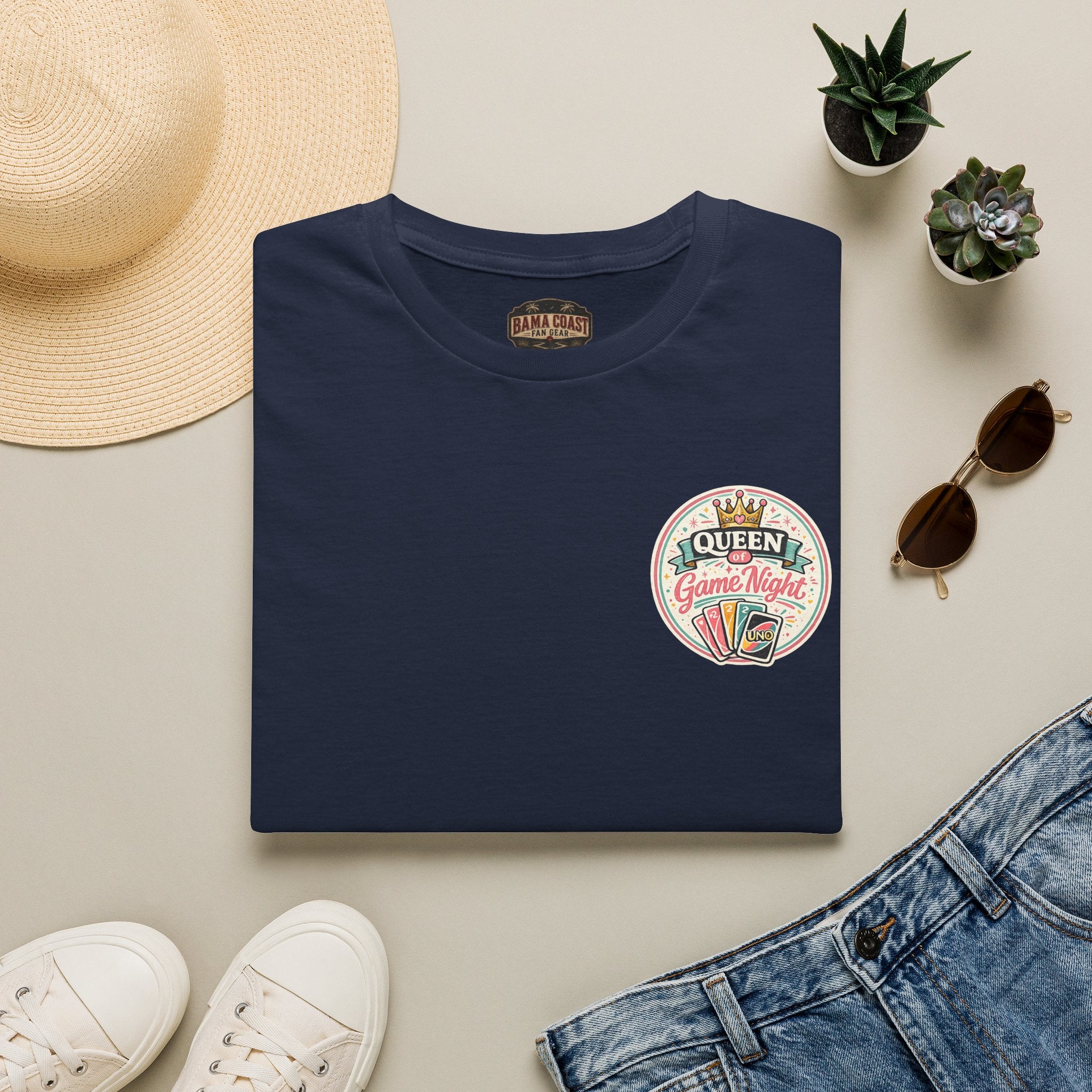 Game Night Queen T-Shirt — Floral Cards & Crown Design