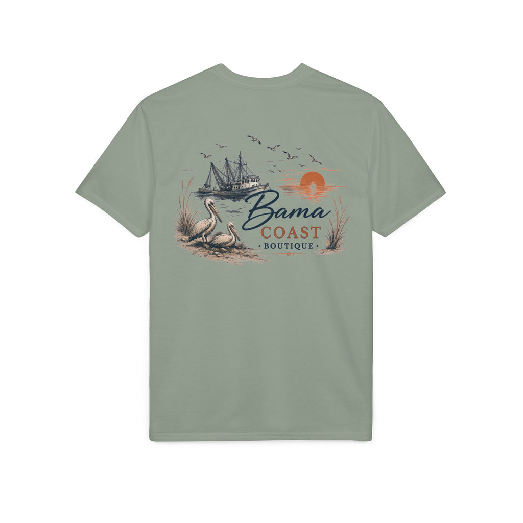 Bama Coast Boutique T-Shirt — Coastal Fishing Sunset Graphic Tee