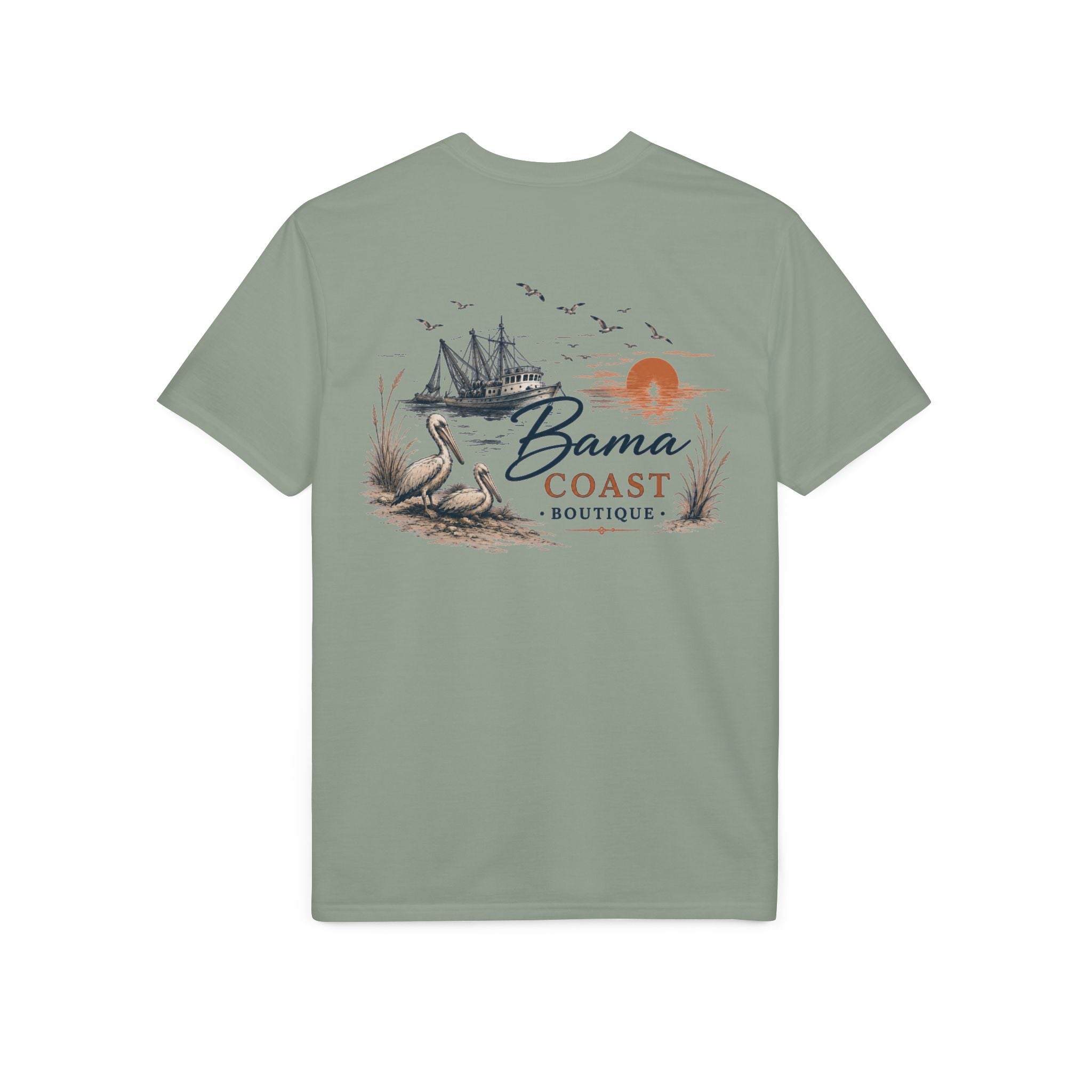 Bama Coast Boutique T-Shirt — Coastal Fishing Sunset Graphic Tee