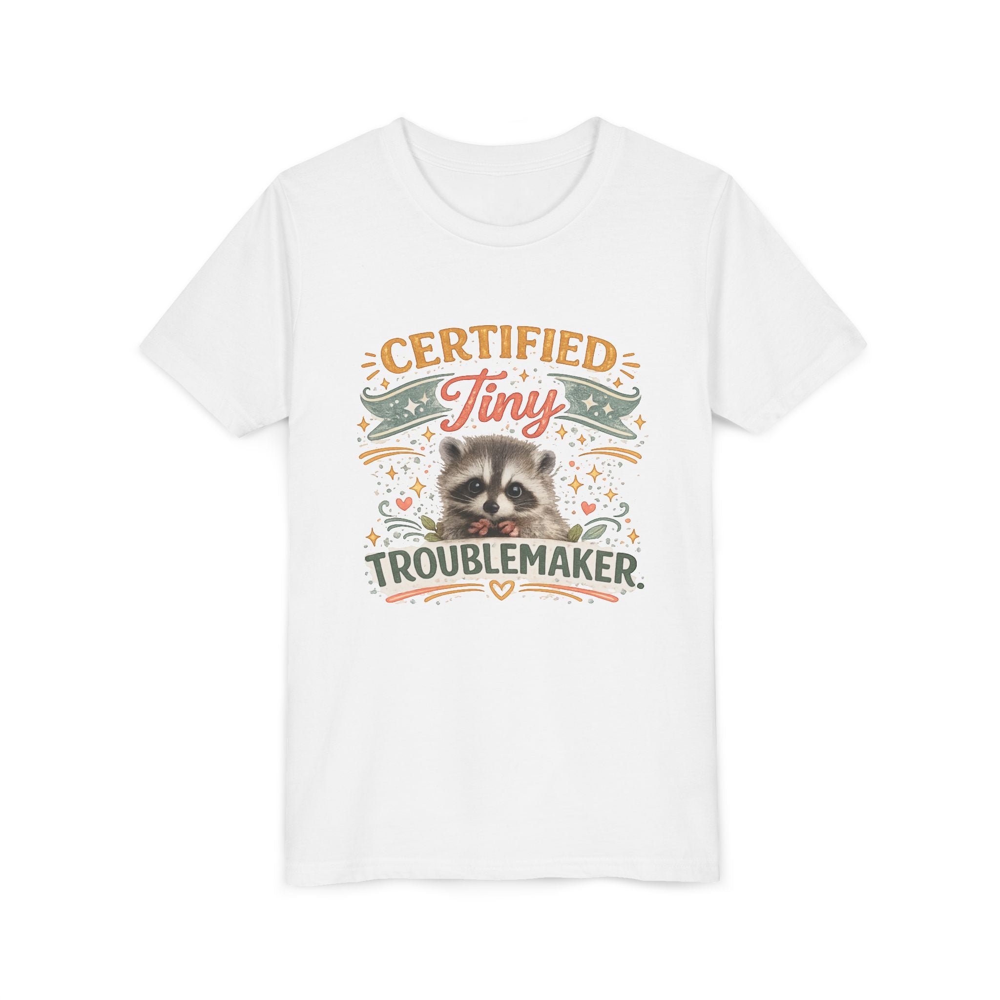 Youth Tee - "Certified Tiny Troublemaker" Raccoon Kids Shirt
