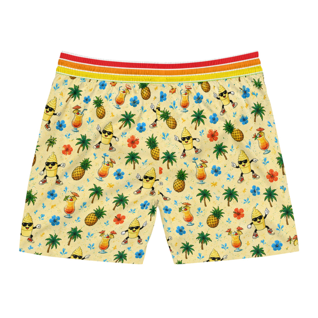 Disney Cruise-Inspired Tropical Swim Shorts | Pineapple, Tropical Drink & Island Print | Matching Family Vacation Swimwear