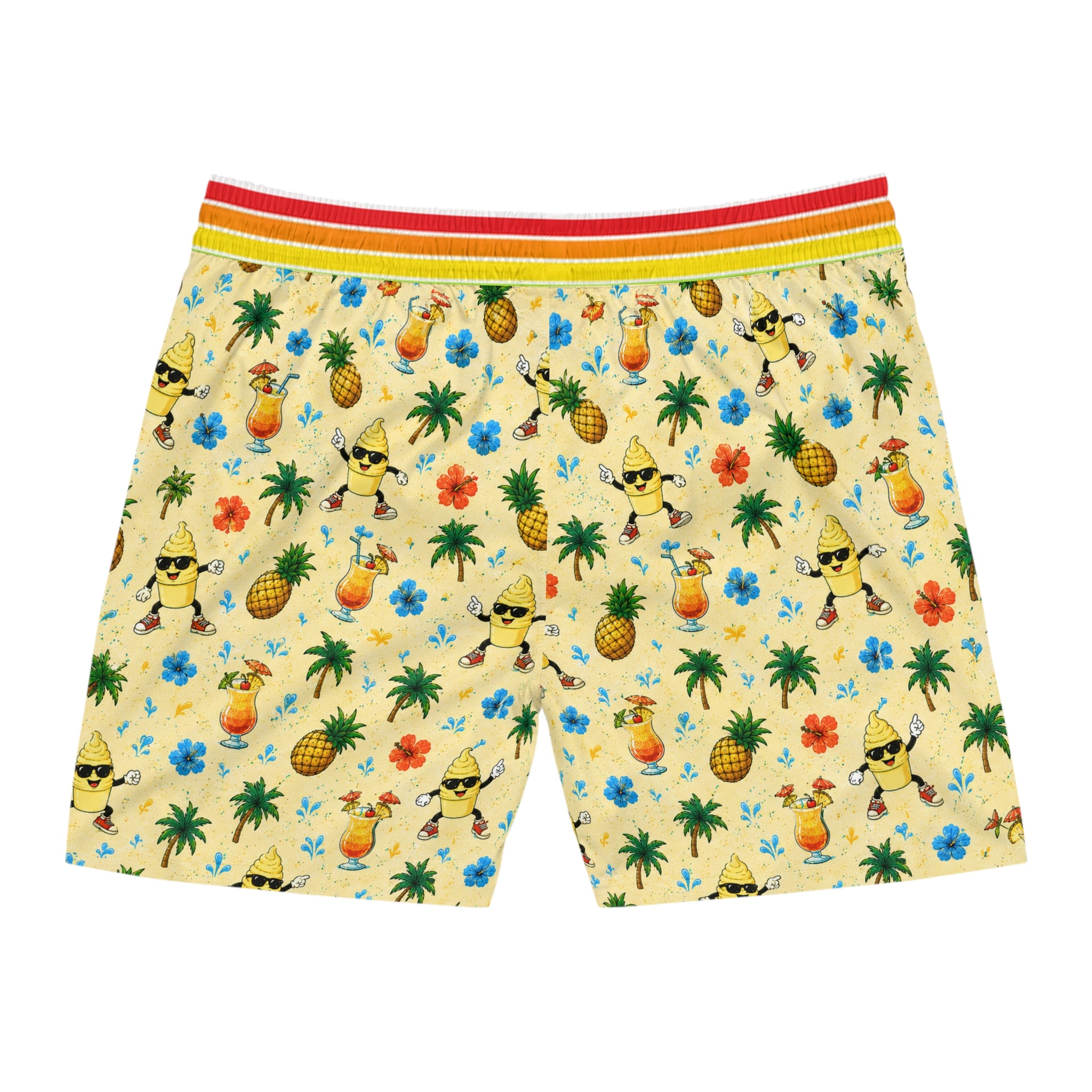 Disney Cruise-Inspired Tropical Swim Shorts | Pineapple, Tropical Drink & Island Print | Matching Family Vacation Swimwear