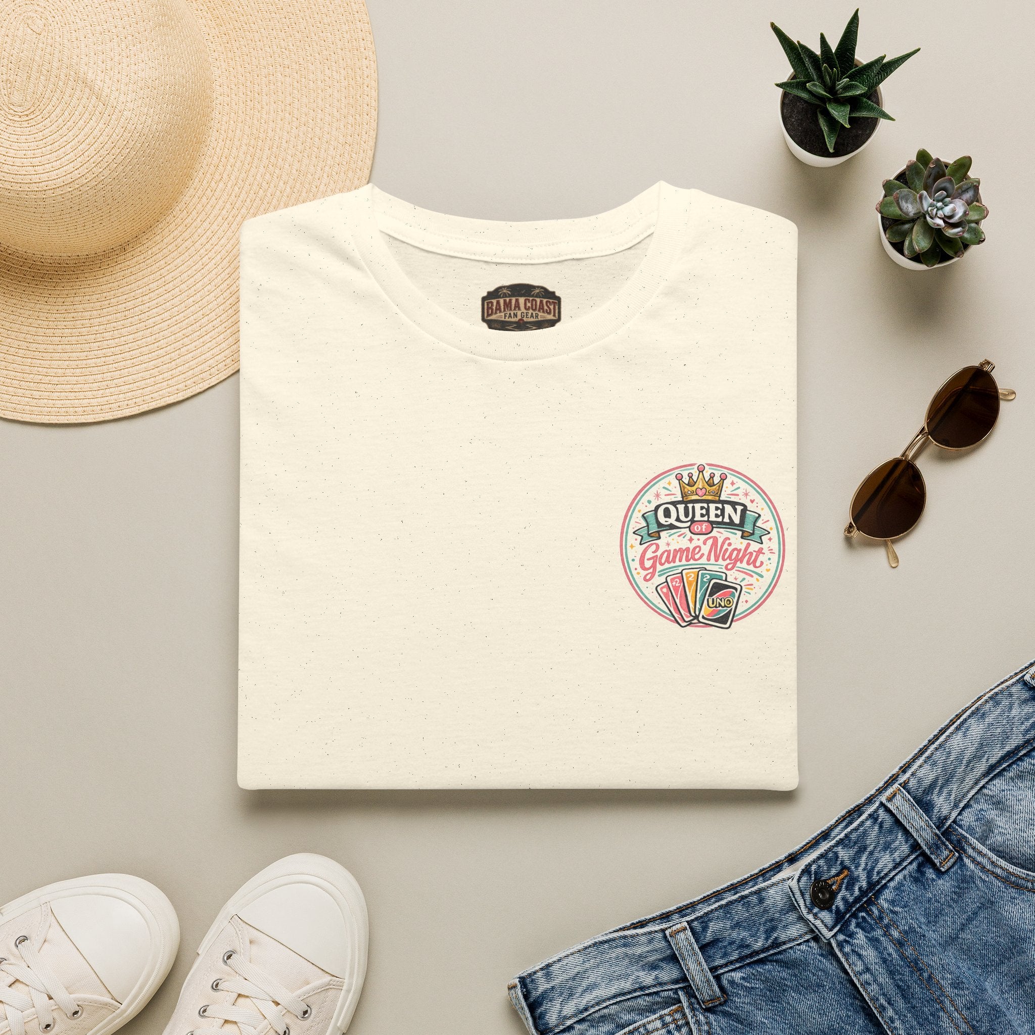 Game Night Queen T-Shirt — Floral Cards & Crown Design