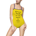 One-piece Swimsuit — "If Found Drunk on Lido, Return to Room" Novelty Beachwear