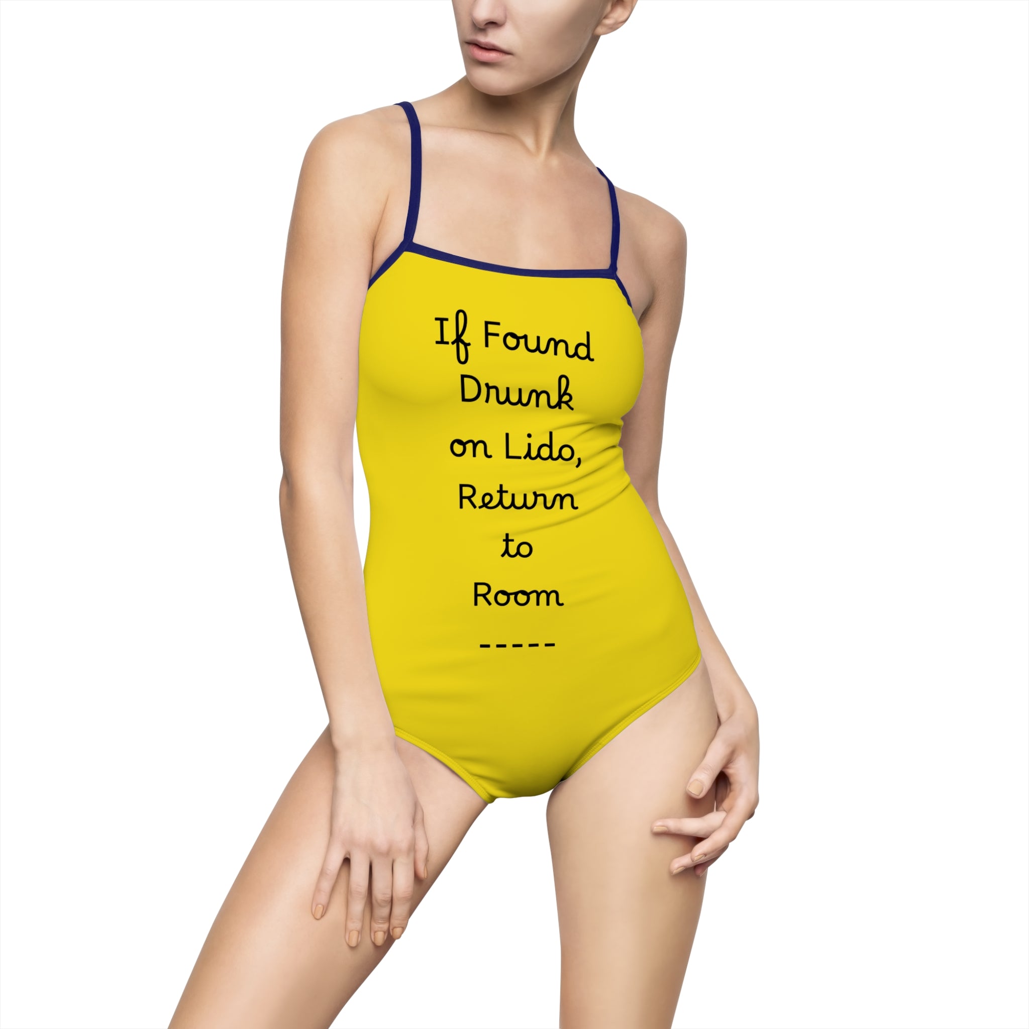 One-piece Swimsuit — "If Found Drunk on Lido, Return to Room" Novelty Beachwear