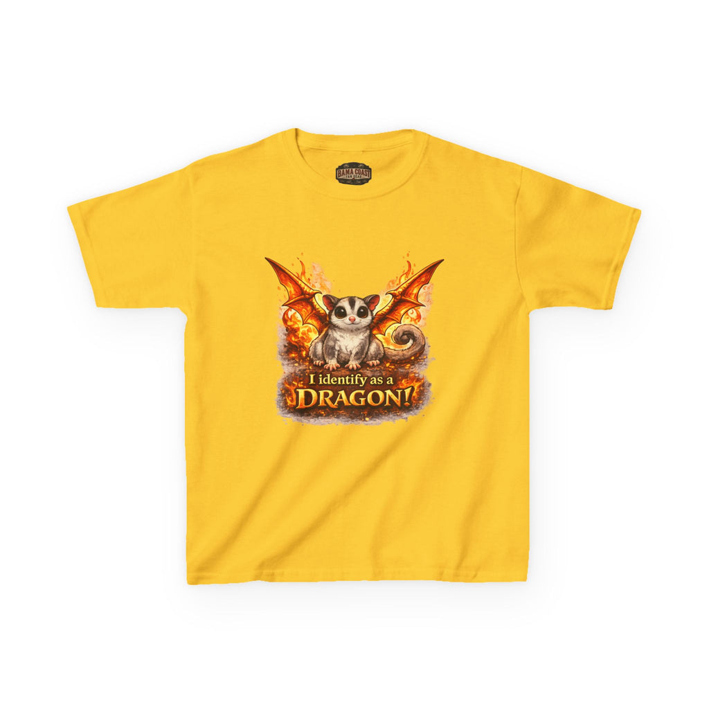 Kids Tee — 'I Identify As a Dragon' Cute Dragon Bat Graphic Shirt for Children