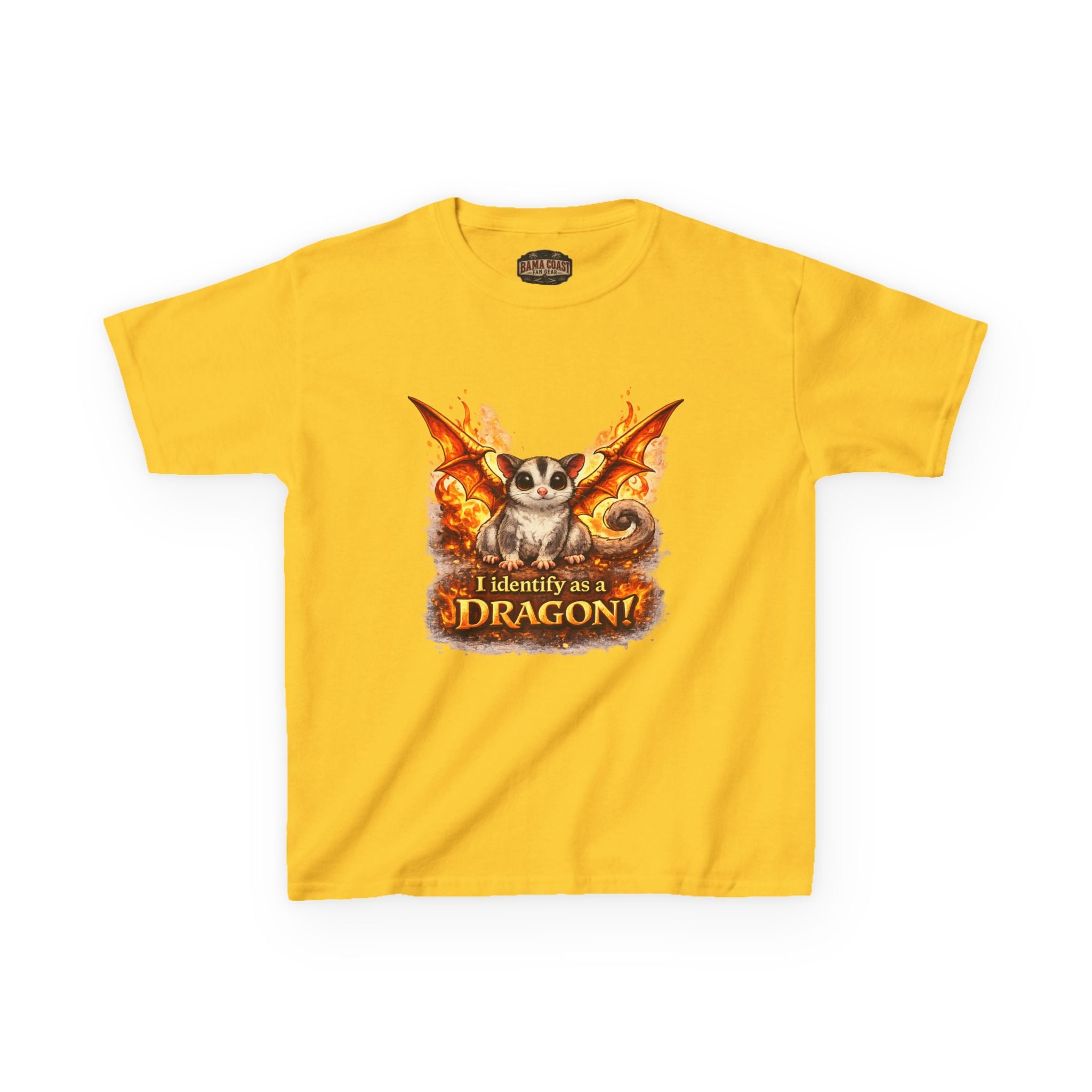 Kids Tee — 'I Identify As a Dragon' Cute Dragon Bat Graphic Shirt for Children