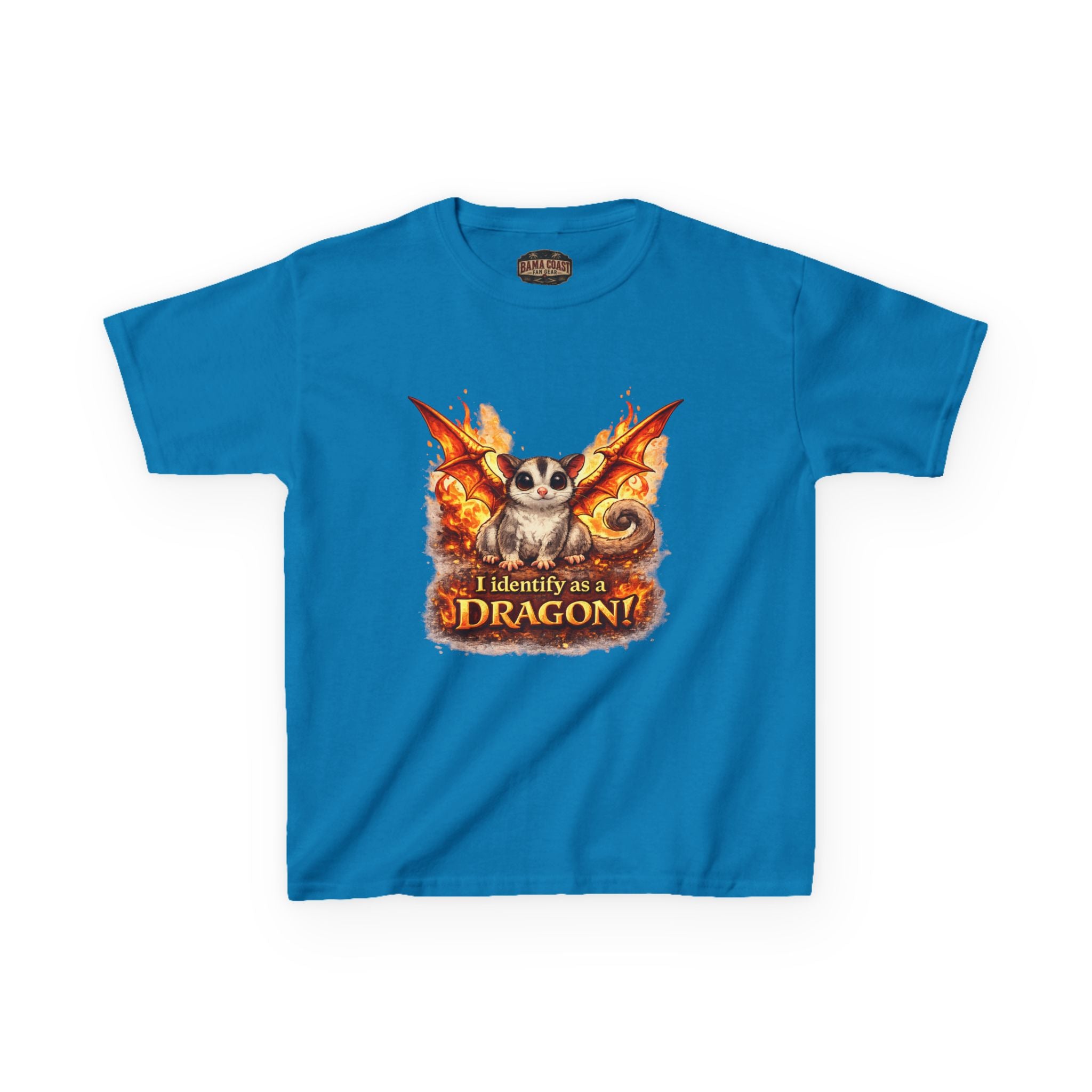 Kids Tee — 'I Identify As a Dragon' Cute Dragon Bat Graphic Shirt for Children