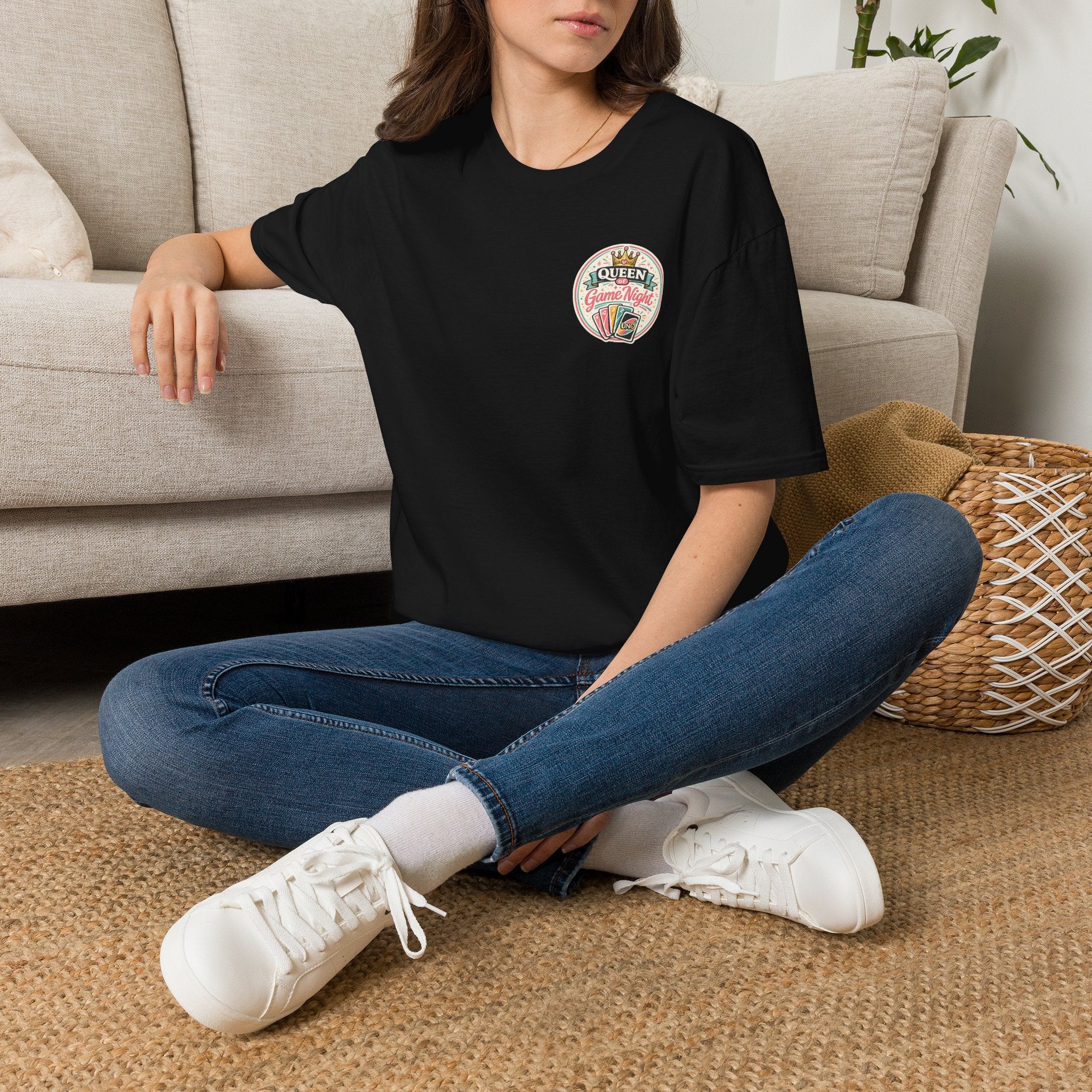 Game Night Queen T-Shirt — Floral Cards & Crown Design
