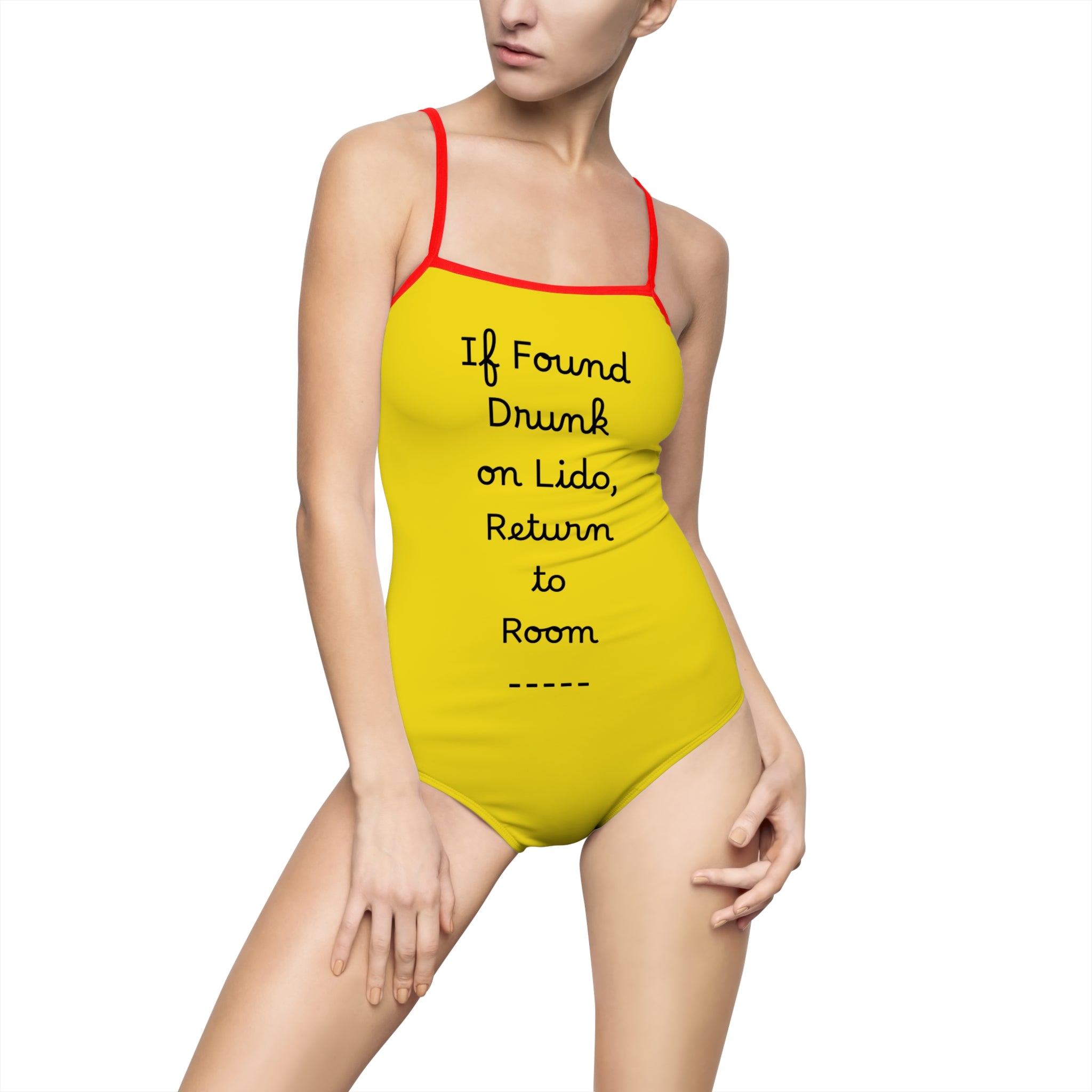 One-piece Swimsuit — "If Found Drunk on Lido, Return to Room" Novelty Beachwear