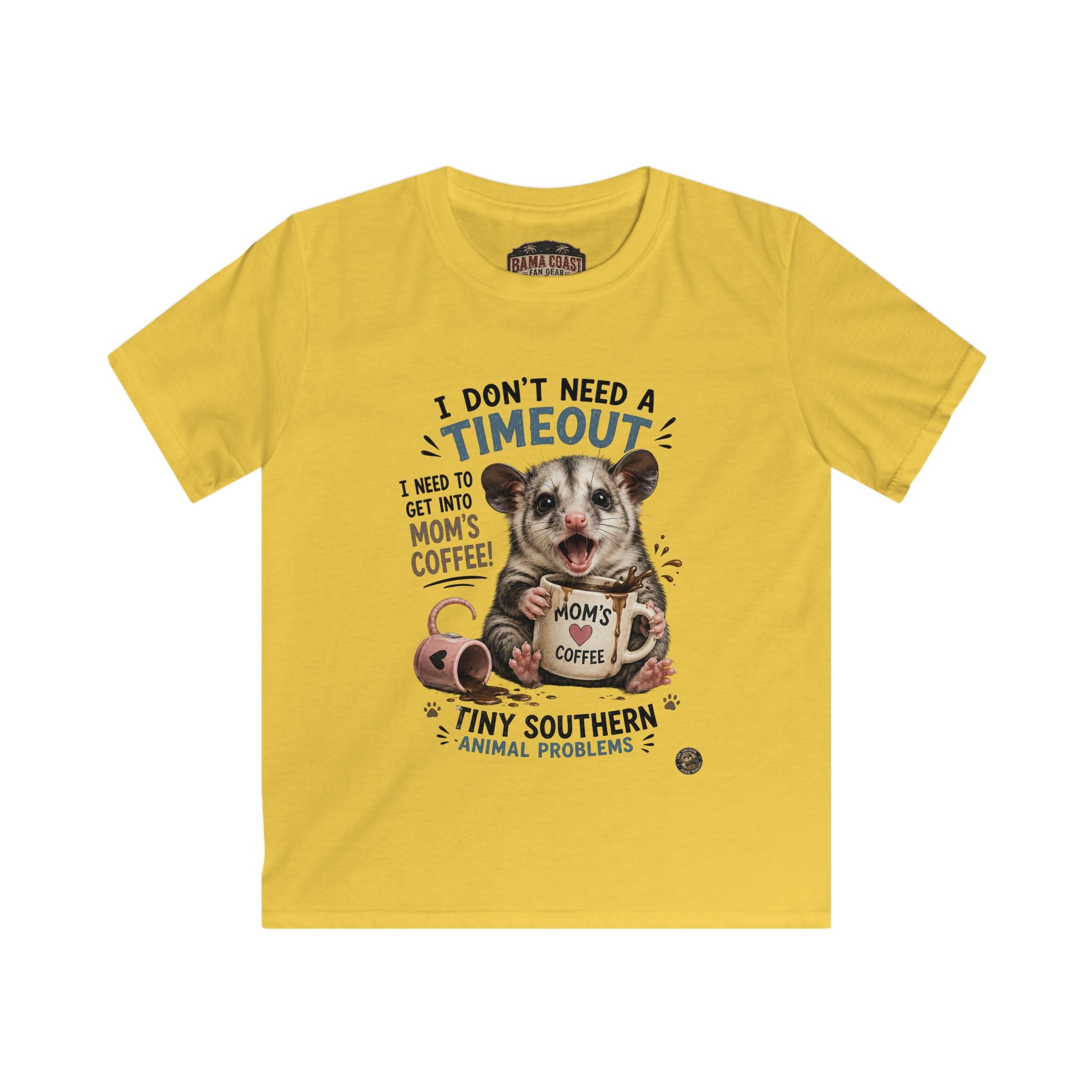 Kids Tee — "I Don't Need a Time Out" Cute Puppy Mom's Coffee Shirt