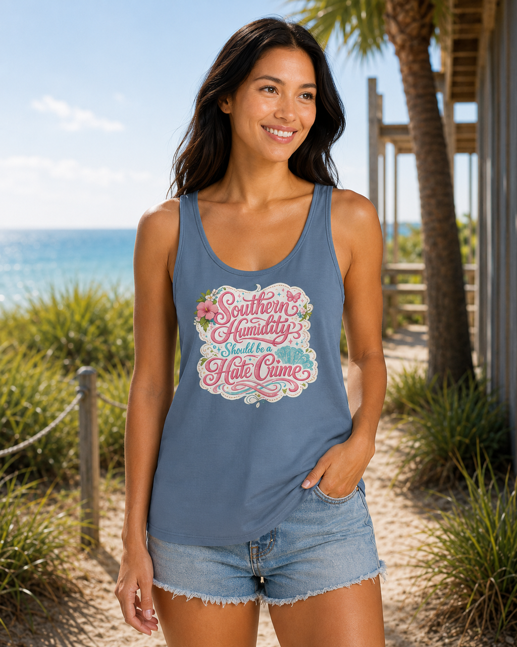 Southern Humidity Tank Top — Floral 'Southern Humidity Should Be a Hate Crime' Graphic Tank