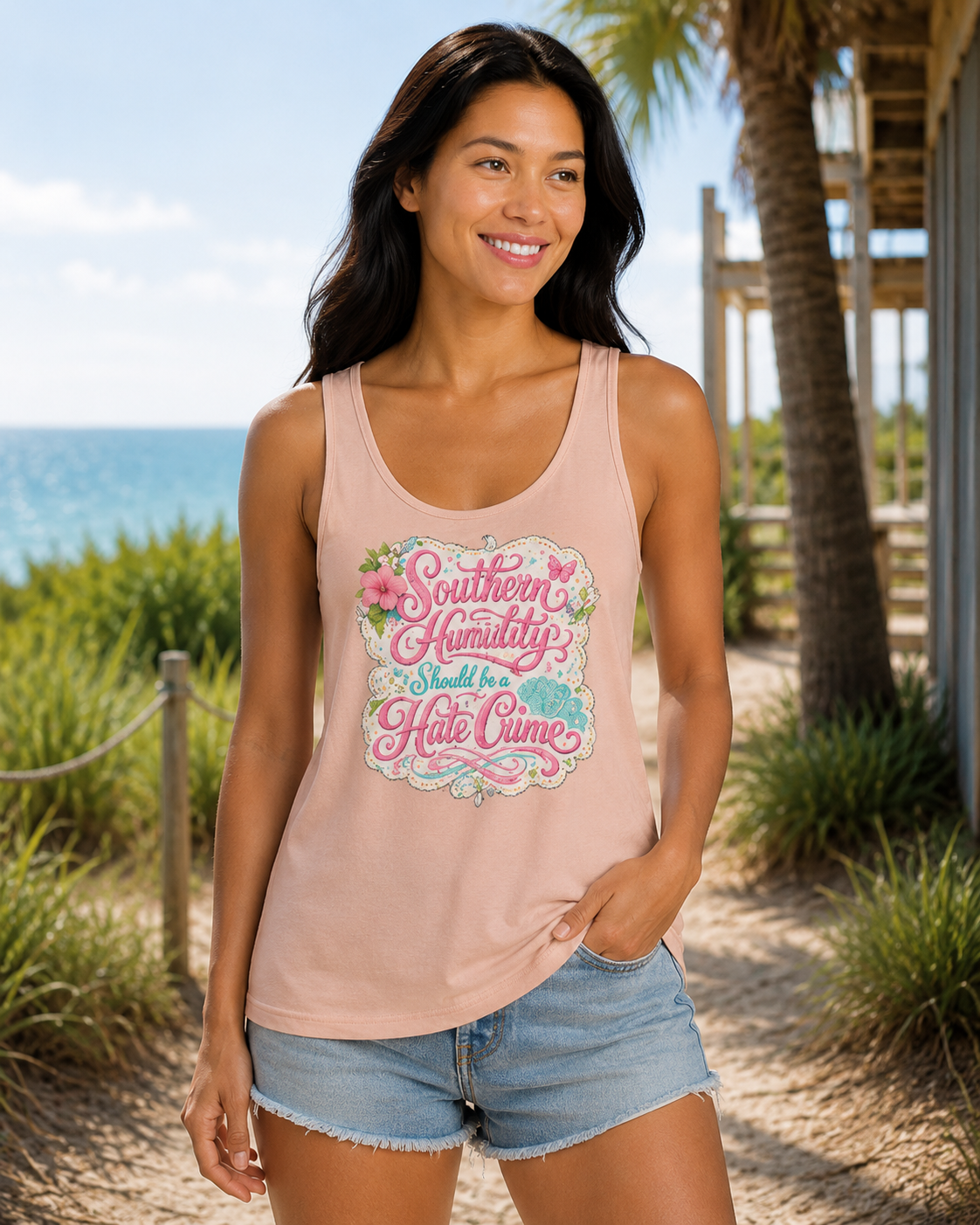 Southern Humidity Tank Top — Floral 'Southern Humidity Should Be a Hate Crime' Graphic Tank