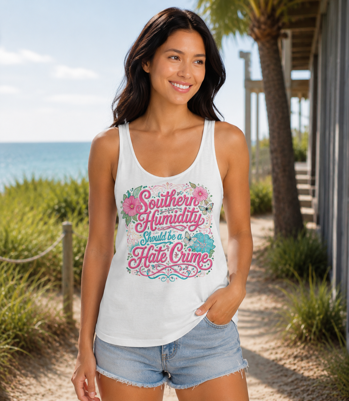 Southern Humidity Tank Top — Floral 'Southern Humidity Should Be a Hate Crime' Graphic Tank