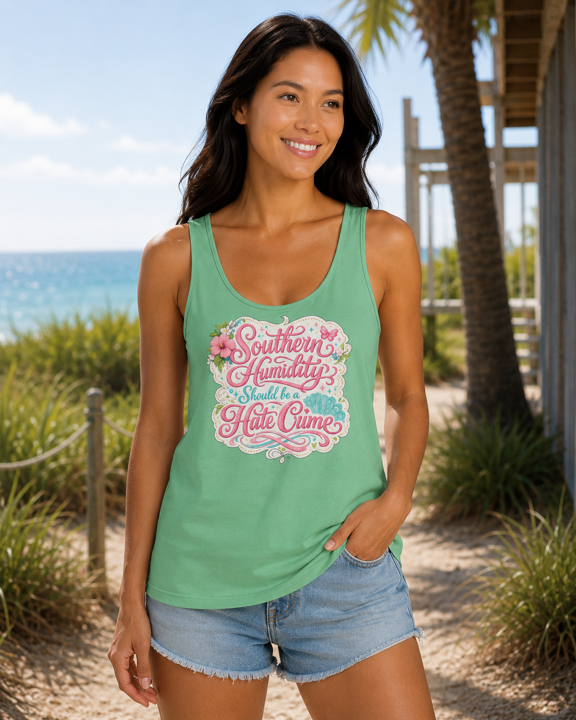 Southern Humidity Tank Top — Floral 'Southern Humidity Should Be a Hate Crime' Graphic Tank