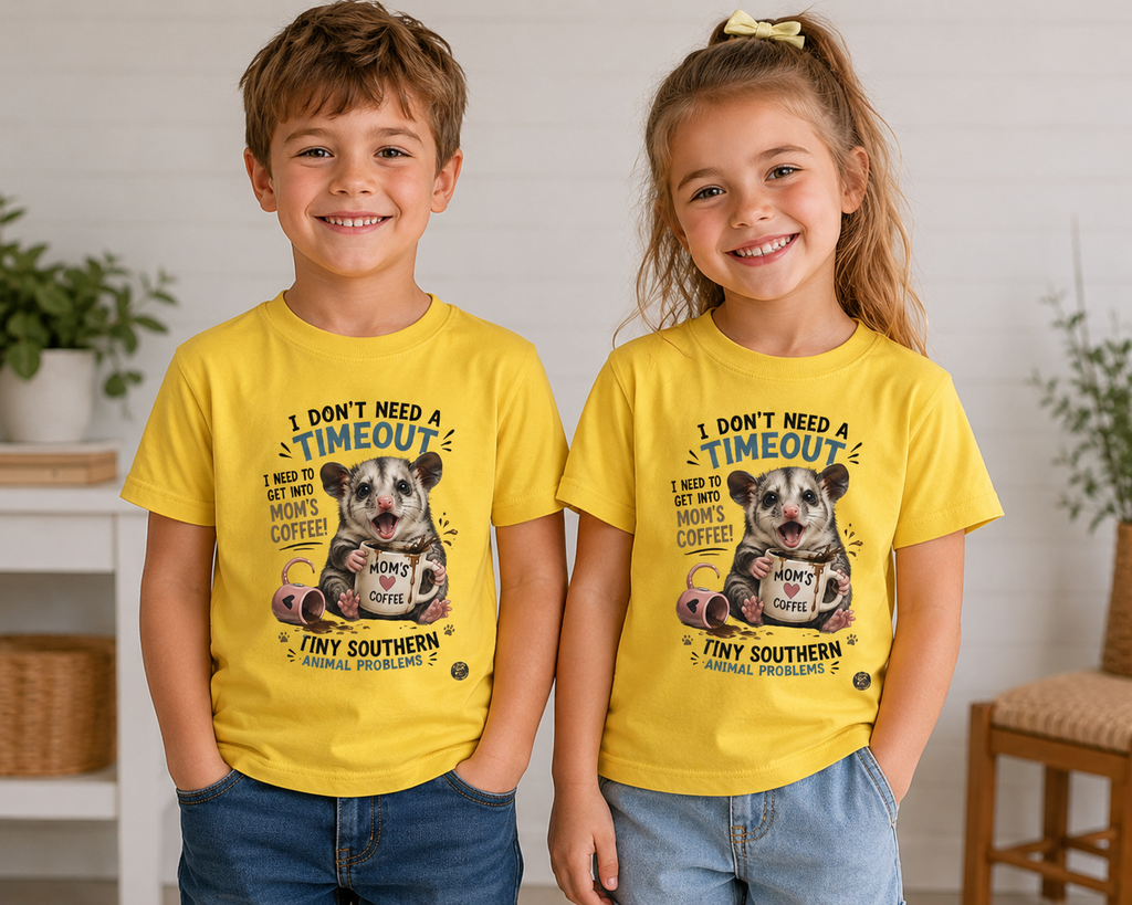 Kids Tee — "I Don't Need a Time Out" Cute Puppy Mom's Coffee Shirt