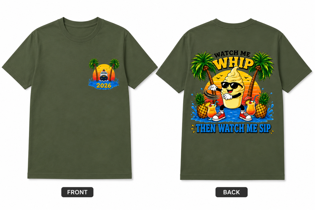 Watch Me Whip Then Watch Me Sip Disney Cruise Shirt | 2026 Family Cruise Shirt | Matching Cruise Shirts | Pineapple Vacation Tee | Cruise Squad Gift