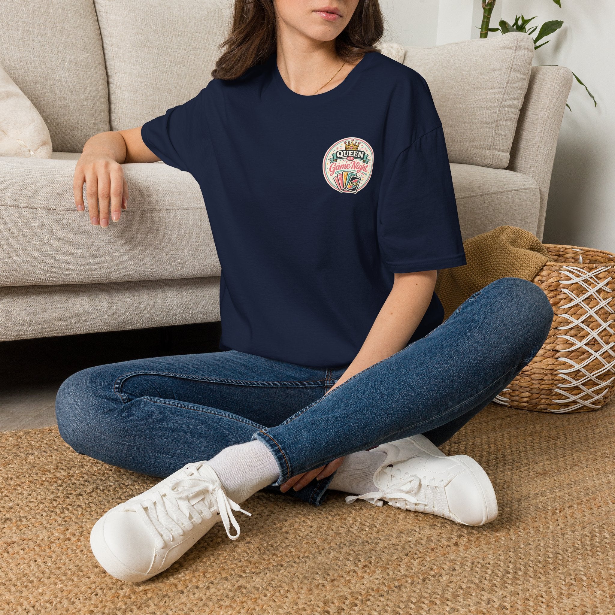 Game Night Queen T-Shirt — Floral Cards & Crown Design