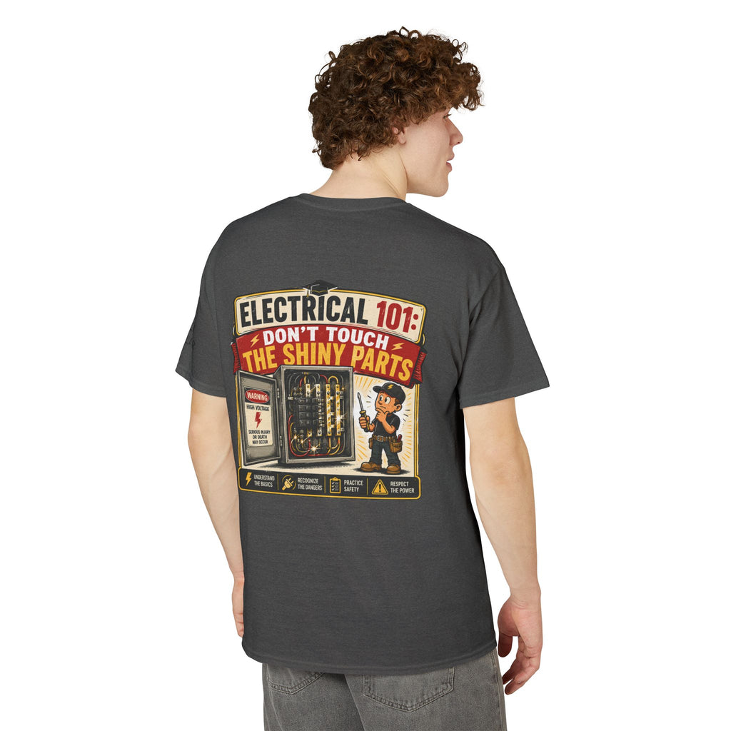 Electrical 101 T-Shirt — "Don't Touch the Shiny Parts" Retro Electrician Tee