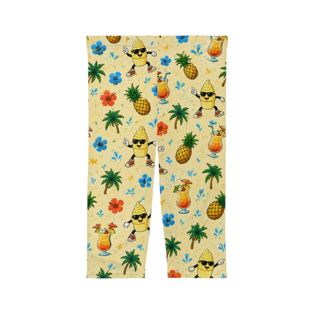 Disney Cruise-Inspired Tropical Capri Leggings | Pineapple, Tropical Drink & Island Print | Matching Family Vacation Bottoms
