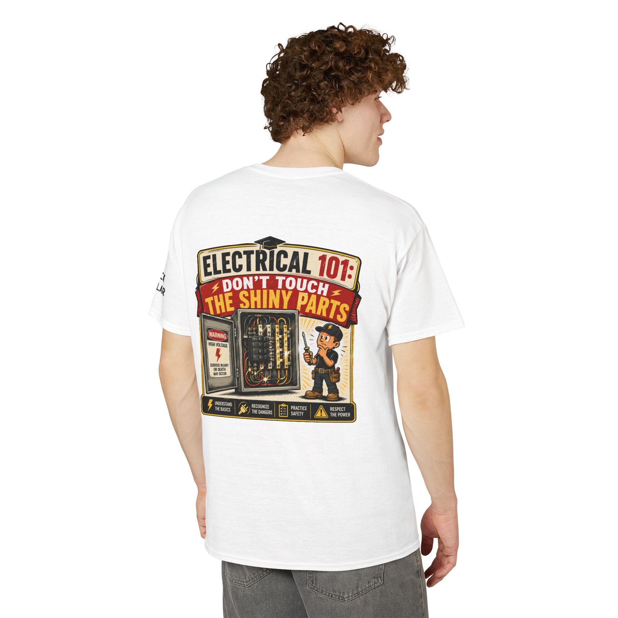 Electrical 101 T-Shirt — "Don't Touch the Shiny Parts" Retro Electrician Tee